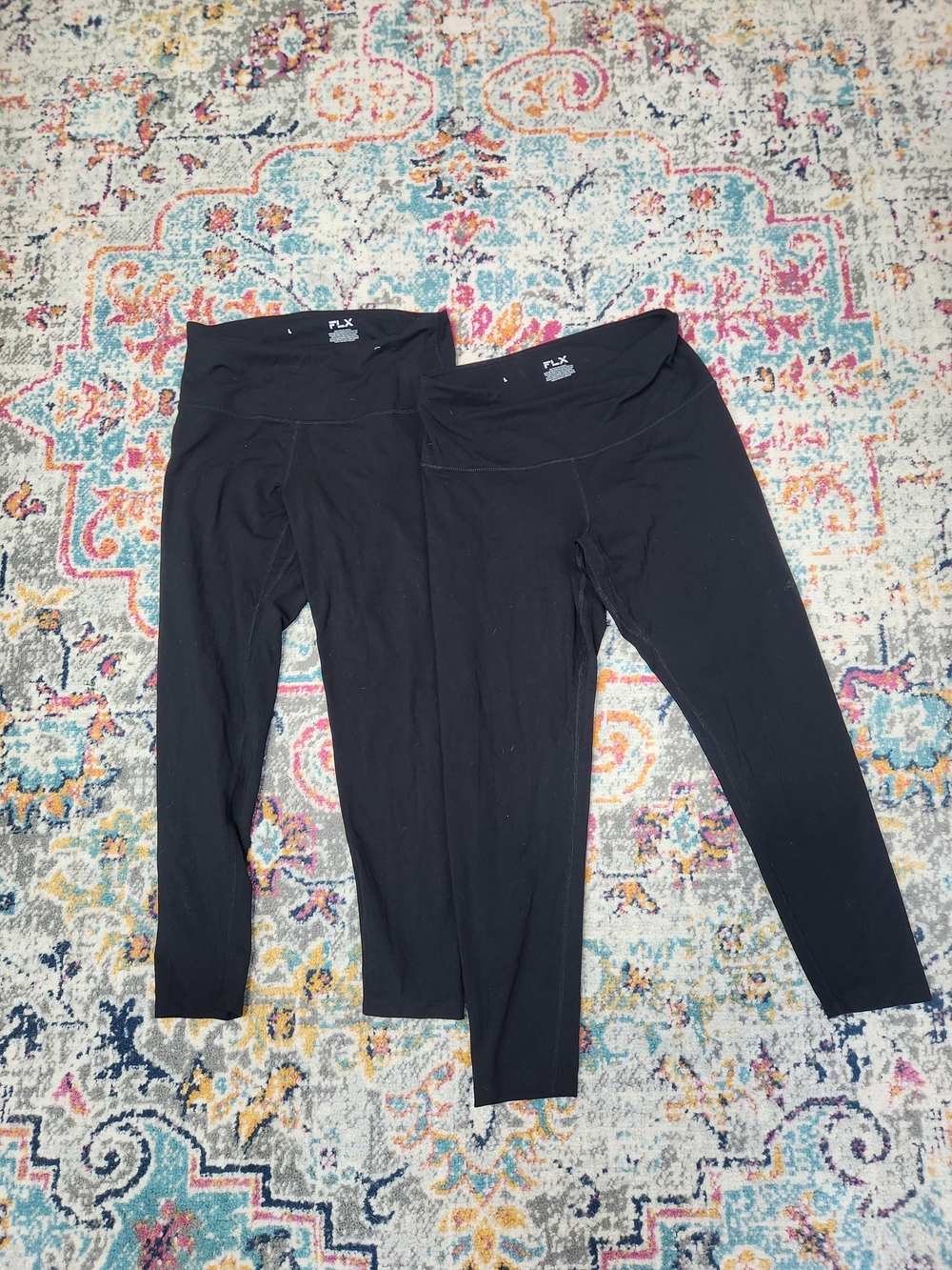 2 Pack Bundle FLX Kohls Womens Black Leggings Large Good Condition